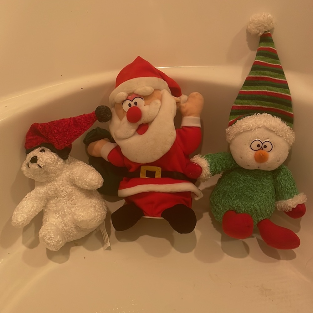 lot 3 plush Christmas toys Singing & dancing Santa frosty the snowman polar bear
